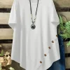 Plus Size Solid Tunic with Round Neck and Short Sleeves
