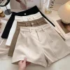 Plus Size A-Line Shorts with High Waist, Pockets and Solid Color