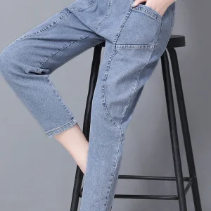 Plus Size Harem Jeans with High Waist, Ankle-Length Fit