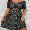 Plus Size Floral Summer Dress with Cut-Out Detail