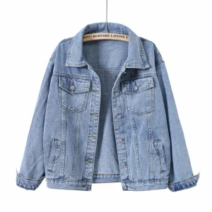 Plus Size Oversized Denim Jacket, Vintage Loose Button-Front Outerwear