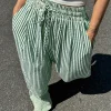 Plus Size Striped Pants with Loose Fit and Elastic Waist