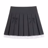 Plus Size Lace Mini Skirt with Bow Details and Pleated A-Line Shape