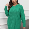 Plus Size Casual Long Knit Sweater, Loose Crew Neck Pullover