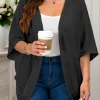 Plus Size Kimono Cardigan with Open Front and Lightweight Knit