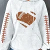 Plus Size Football Heart Graphic Hoodie, Cozy Game Day Pullover
