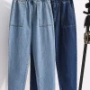 Plus Size Straight Leg Jeans with High Waist, Loose Fit and Full-Length Cut