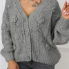 Plus Size 3D Flower Cardigan with V-Neck and Button Front