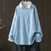 Plus Size Casual Crew Neck Knit Sweater, Loose Pullover