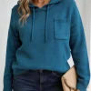 Plus Size Hooded Sweater with Chest Pocket and Long Sleeves