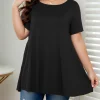 Plus Size Solid A-Line T-Shirt with Relaxed Casual Fit
