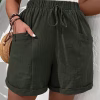 Plus Size Knot Front Shorts with High Waist, Wide-Leg Fit and Pockets