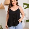 Plus Size Button Front Cami Top with V-Neck and Sleeveless Design