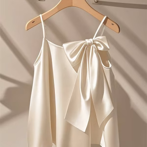 Plus Size Bow Cami Top with Short Length and Loose Fit
