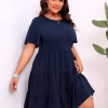 Plus Size Swiss Dot Mini Dress with Butterfly Sleeves and Ruffle Hem