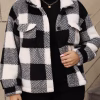 Plus Size Casual Plaid Jacket, Short Single-Breasted Lapel Outerwear