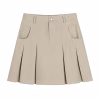 Plus Size Pleated Mini Skirt with High Waist, A-Line Shape and Pockets