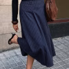 Plus Size Striped A-Line Skirt, High Waisted Ankle-Length Maxi Skirt