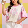 Plus Size Printed T-Shirt with Round Neck and Loose Fit